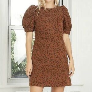 UNIVERSAL THREAD Leopard Denim Mini Puff Sleeves Dress Size 10